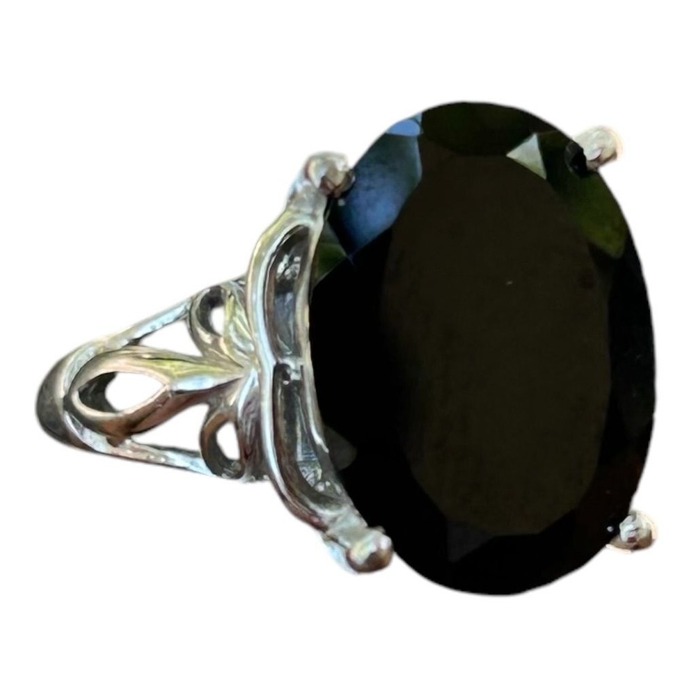 Sterling Silver‎ Black Onyx Oval Filigree Ring size 6